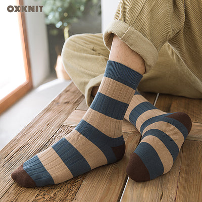 Halverwege de kuit herfst winter retro gestreepte sport kleur bijpassende katoenen vrije tijd lange sokken