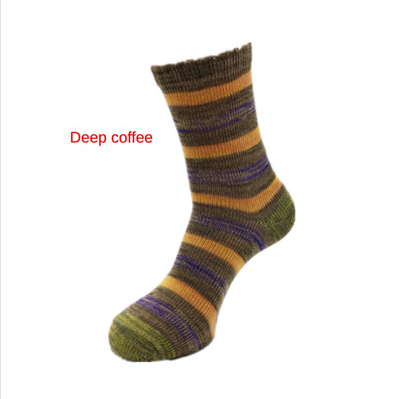 Fil épais couleur rayures mi-mollet chaussettes pour hommes chaussettes en coton rétro décontracté chaussettes en coton