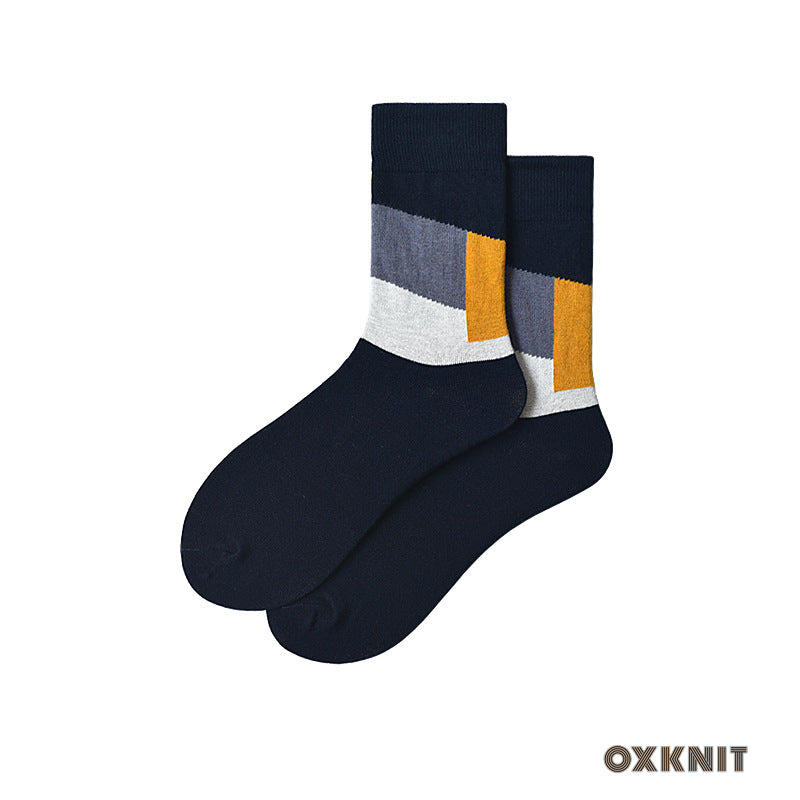 Four Color Matching Simple Mid-Calf Socks