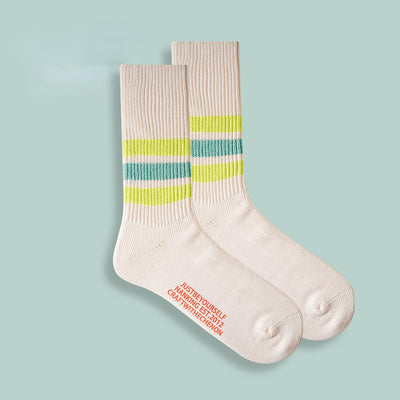 Gekämmte Baumwolle, verdickte, einfarbige, gestreifte, lange Retro-Socken