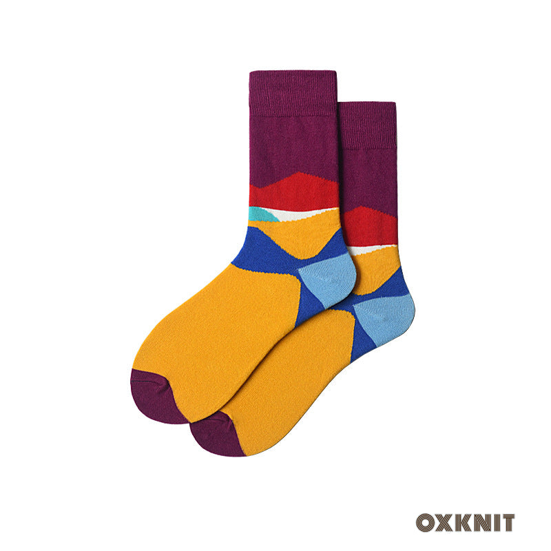 Color Matching Trendy All-Match Retro Mid-Calf Length Socks