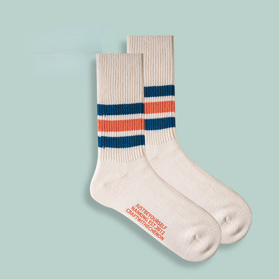 Gekämmte Baumwolle, verdickte, einfarbige, gestreifte, lange Retro-Socken