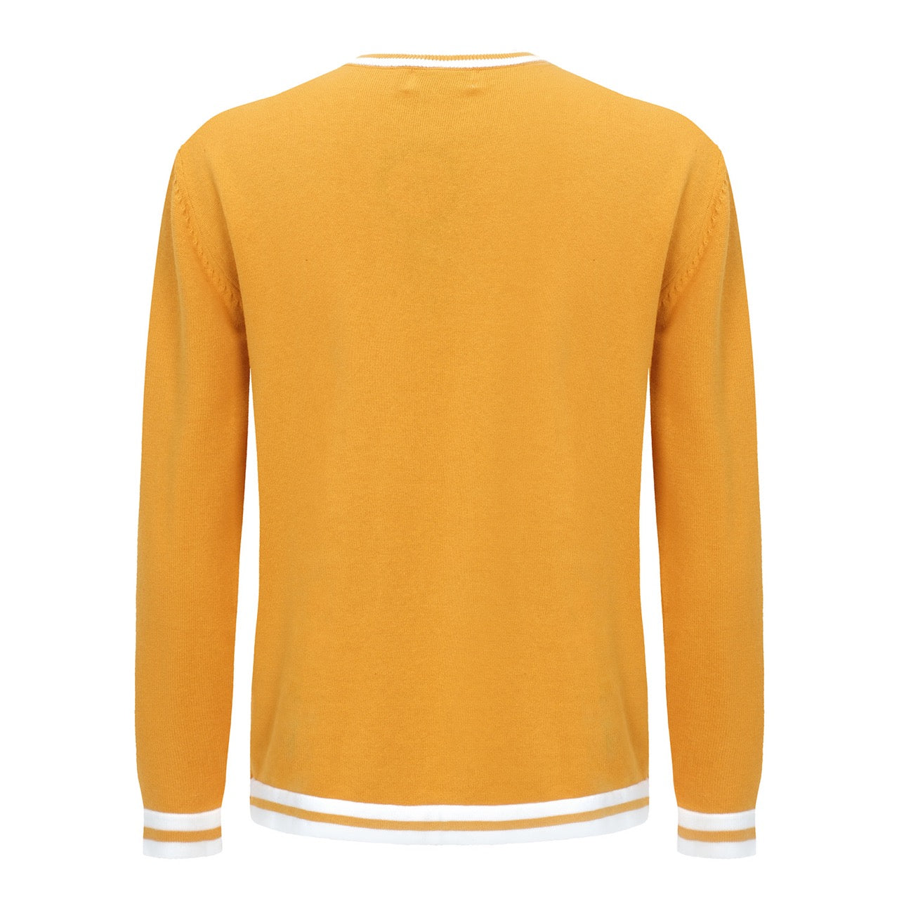 Men's Yellow Knitted Long Sleeve Solid T-Shirt