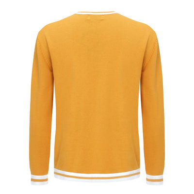Men's Yellow Knitted Long Sleeve Solid T-Shirt