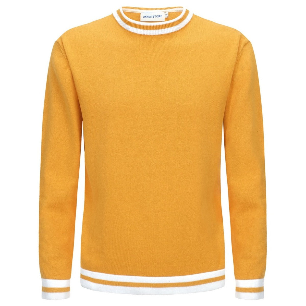 Men's Yellow Knitted Long Sleeve Solid T-Shirt