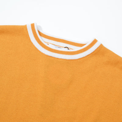 Men's Yellow Knitted Long Sleeve Solid T-Shirt