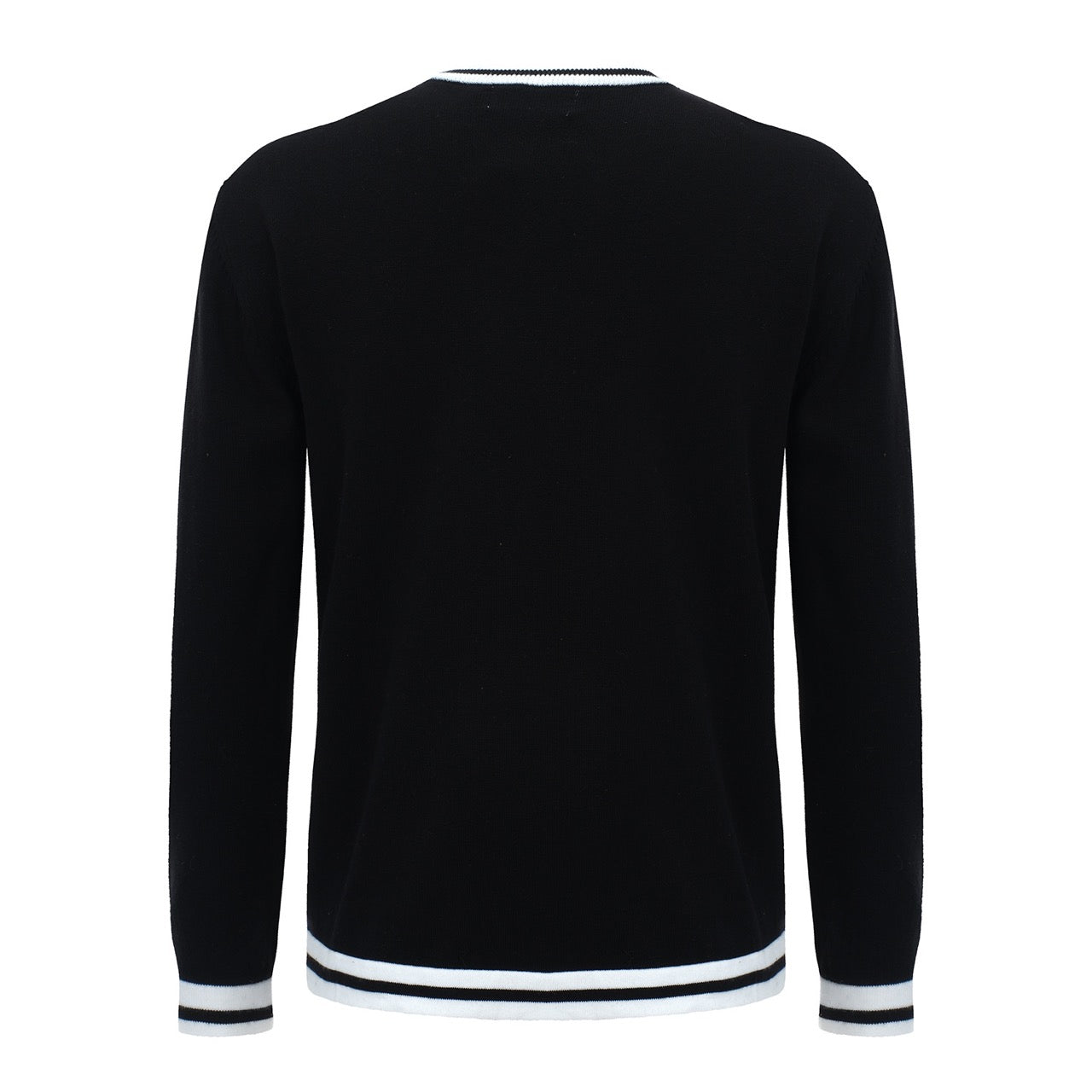 Men's Retro Varsity Knit Sweater | Vintage Black with White