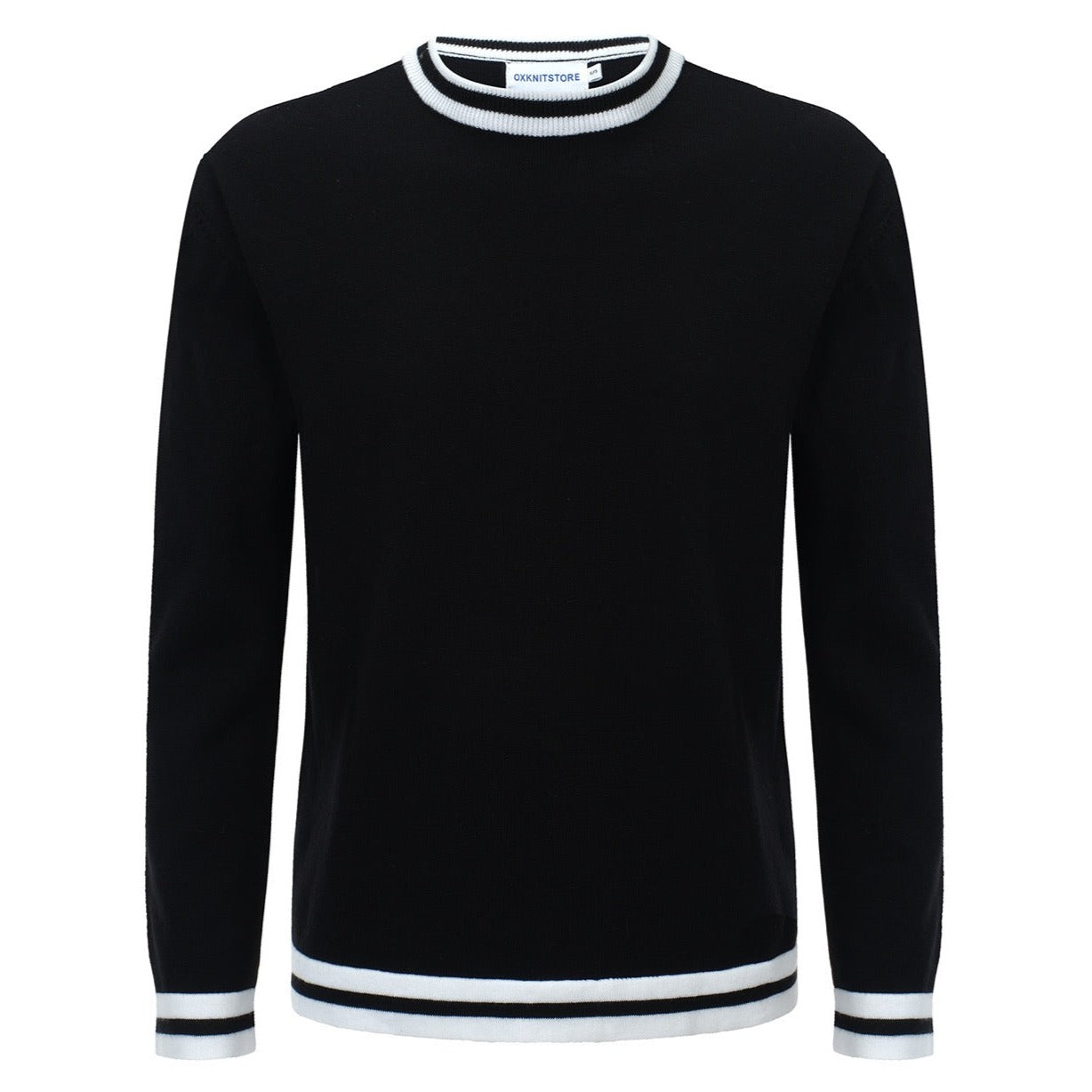 Men's Black Knitted Solid T-Shirt
