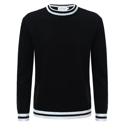 Men's Black Knitted Solid T-Shirt