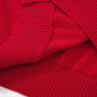 Cardigan rétro rouge à manches longues en tricot à rayures pour hommes