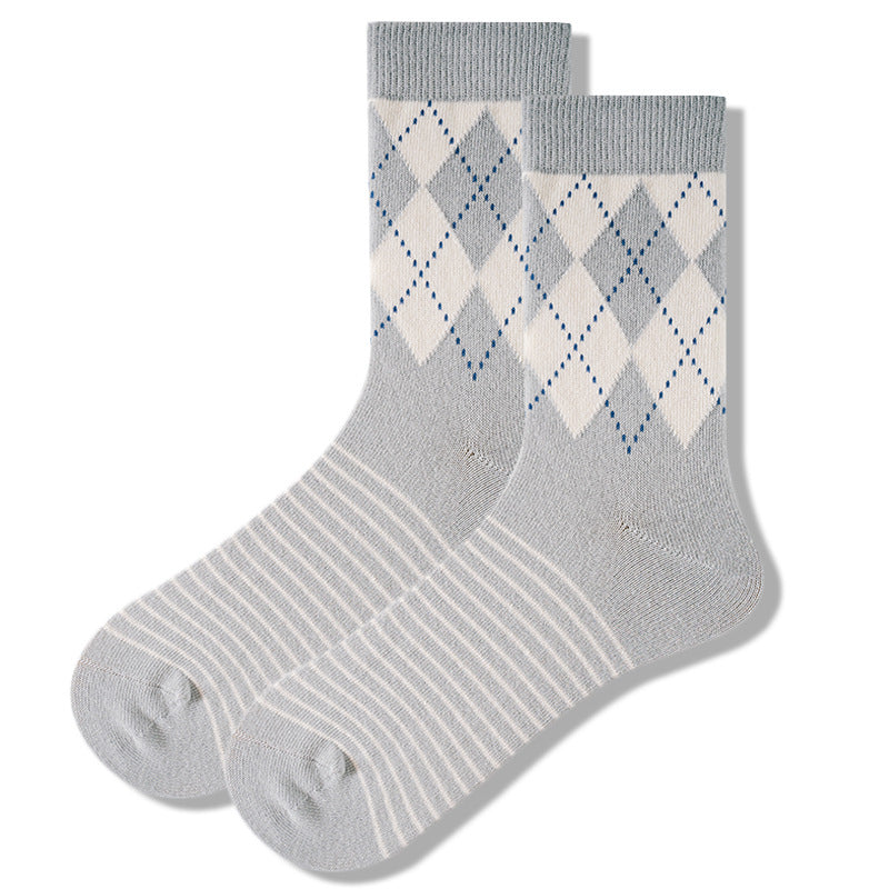 Plaid Men's Socks Tube Socks Cotton Socks