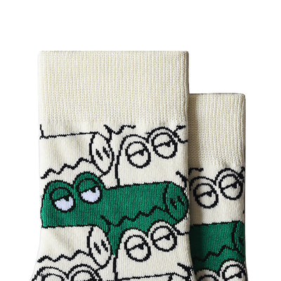Chaussettes Mi-mollet Crocodile Vert Dessin Animé