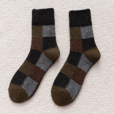 Verdickte, mit Fleece gefütterte, warme, extra dicke, karierte Retro-Röhrensocken