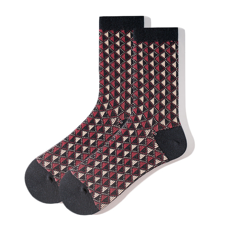 Retro Diamond Plaid Tube Socken