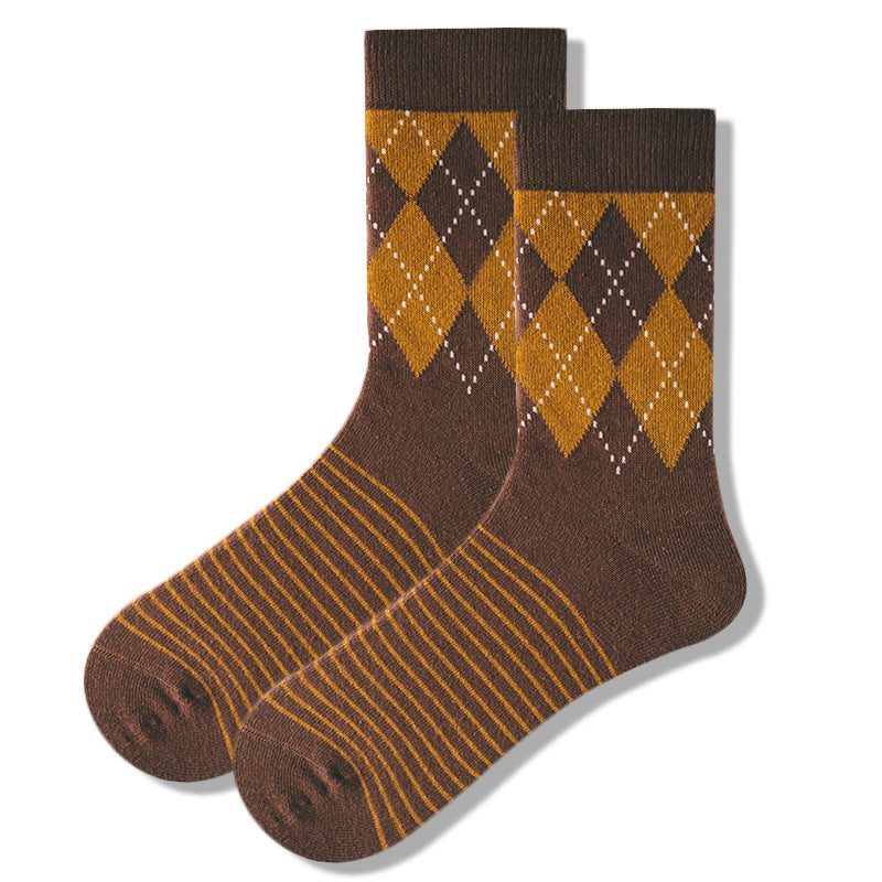 Chaussettes à carreaux pour hommes Chaussettes en tube Chaussettes en coton