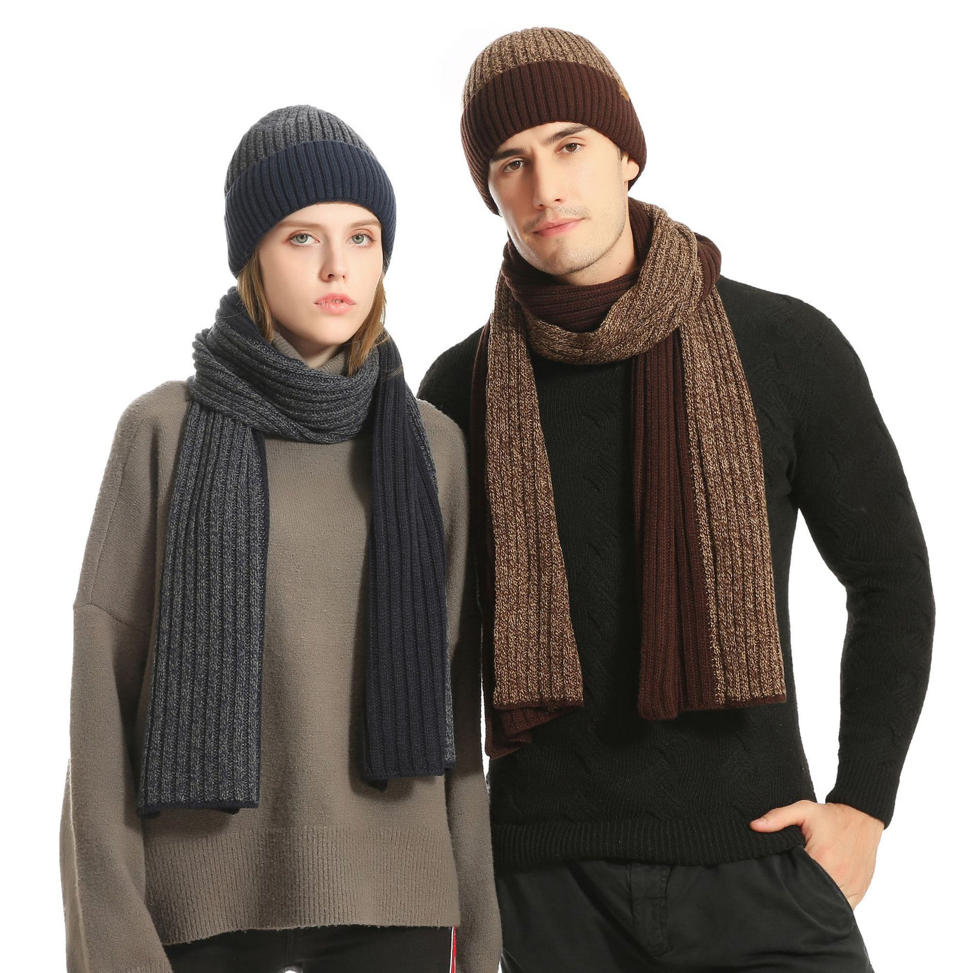 Herfst en winter wollen muts pak kleur bijpassende gebreide muts verdikte sjaal handschoenen driedelige set
