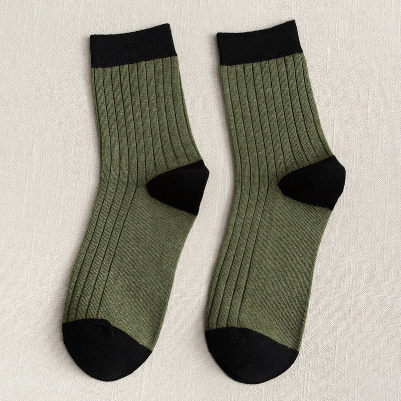 Ανδρικές κάλτσες φθινοπώρου και χειμώνα, βαμβακερά χρώματα που ταιριάζουν με βασικές κάλτσες που ταιριάζουν