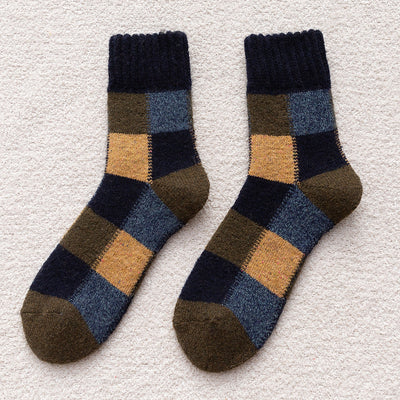 Thickened Fleece-Lined Warm Retro Extra Thick Plaid Tube Socks