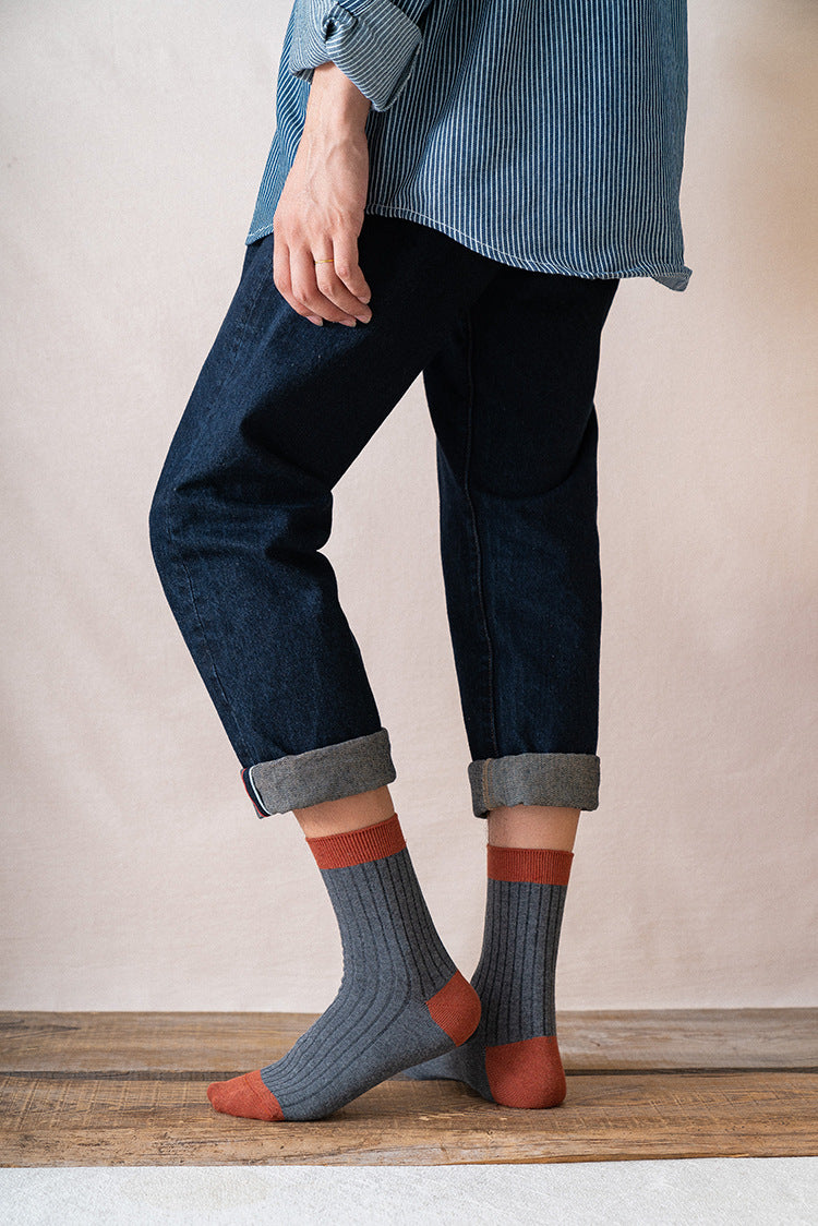 Chaussettes homme automne et hiver coton couleur assortie basique chaussettes tubulaires assorties