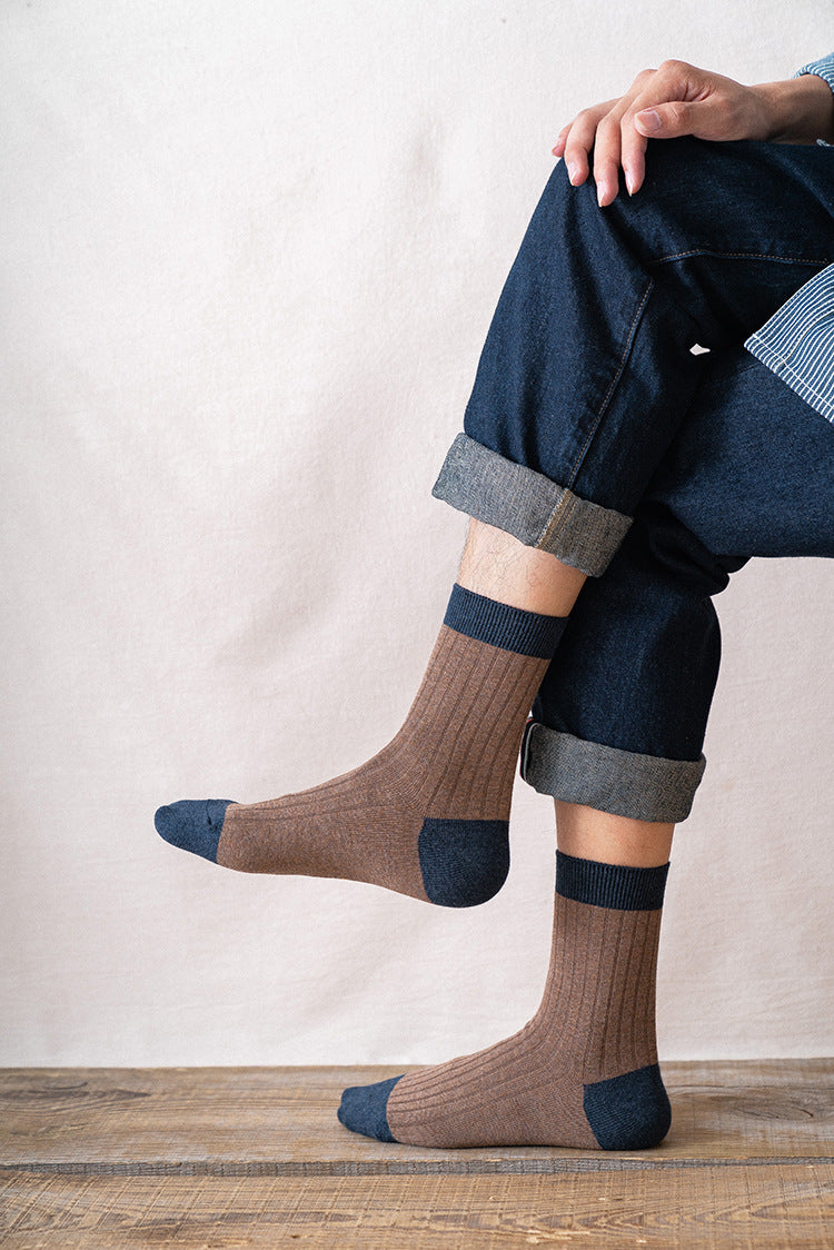 Chaussettes homme automne et hiver coton couleur assortie basique chaussettes tubulaires assorties