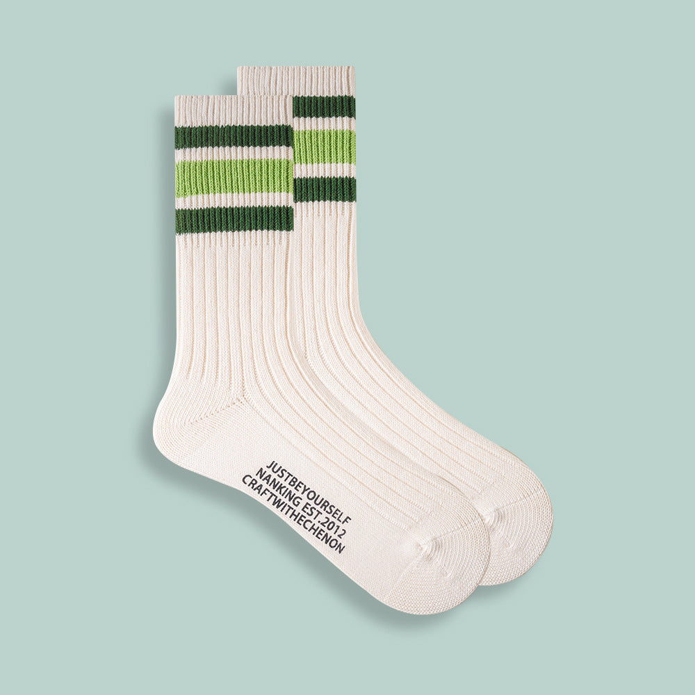 Retro-Sportsocken mit drei Streifen aus gekämmter Baumwolle