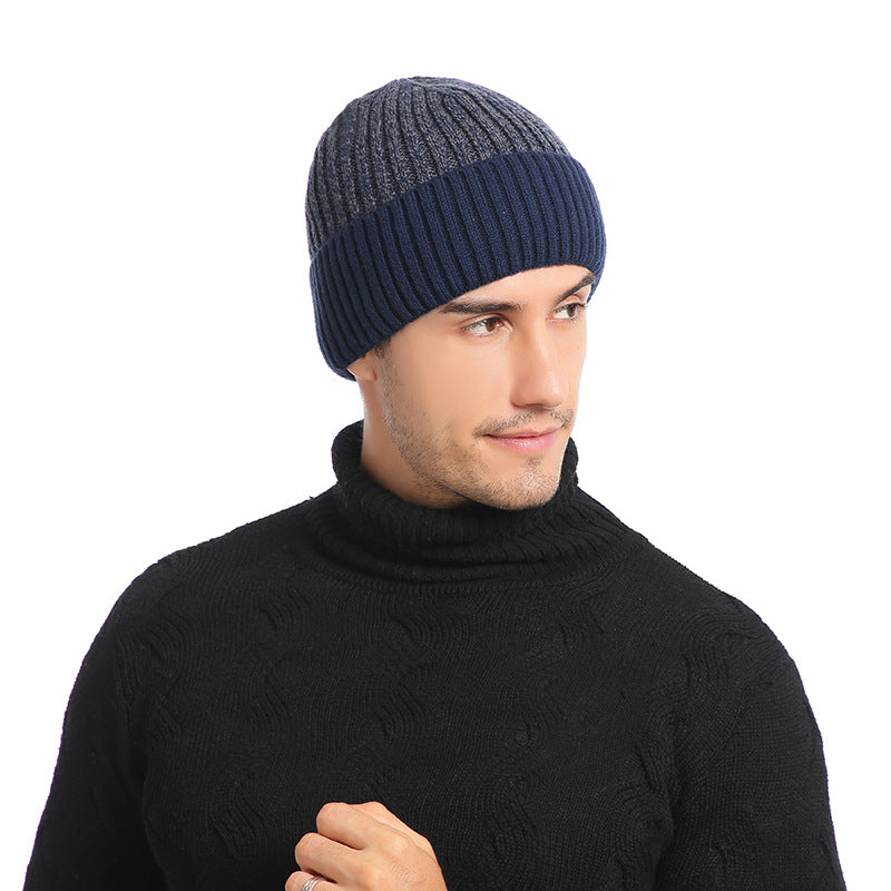 Ανδρικό μάλλινο καπέλο διπλής στρώσης για ενήλικες Νέο plus βελούδινο ζεστό πλεκτό καπέλο