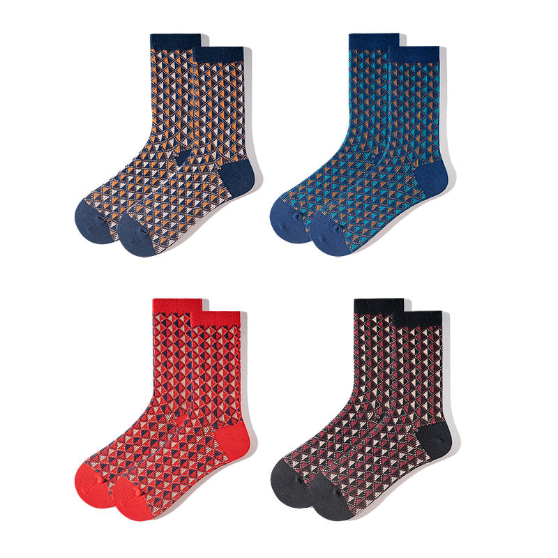 Retro Diamond Plaid Tube Socks