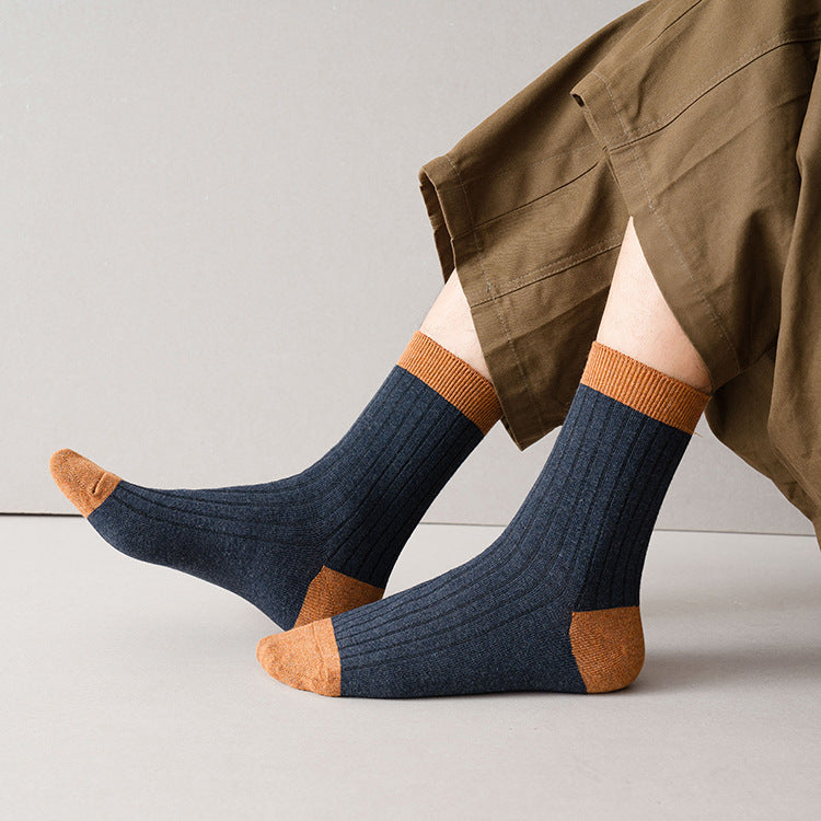 Chaussettes homme automne et hiver coton couleur assortie basique chaussettes tubulaires assorties