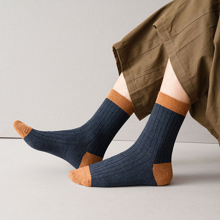 Chaussettes homme automne et hiver coton couleur assortie basique chaussettes tubulaires assorties
