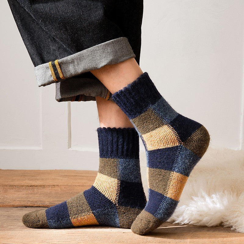Thickened Fleece-Lined Warm Retro Extra Thick Plaid Tube Socks