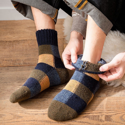 Ζεστές ρετρό έξτρα χοντρές καρό κάλτσες με φλις επένδυση