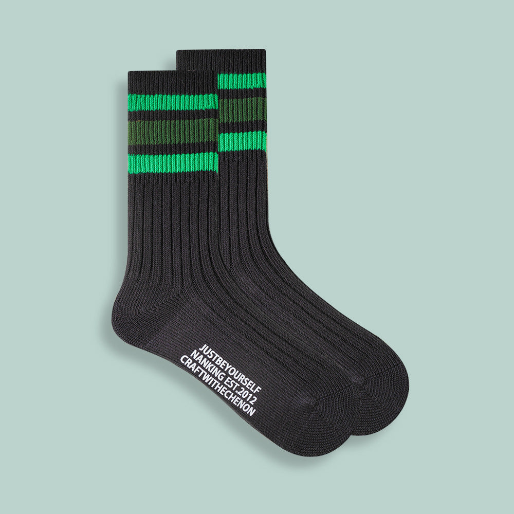 Retro-Sportsocken mit drei Streifen aus gekämmter Baumwolle