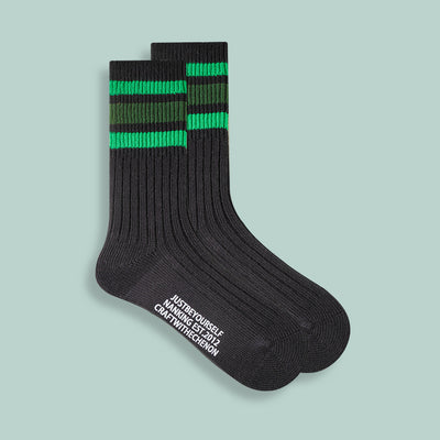 Chaussettes de sport rétro à trois barres en coton peigné