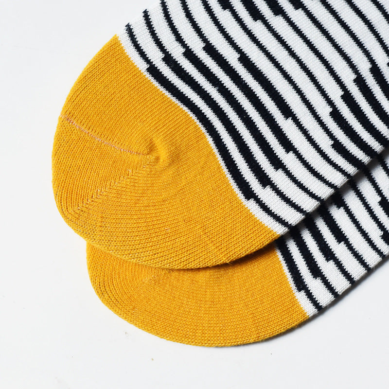 Striped Geometric Circle Pattern Color Matching Mid-Calf Socks