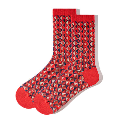 Retro Diamond Plaid Tube Socken