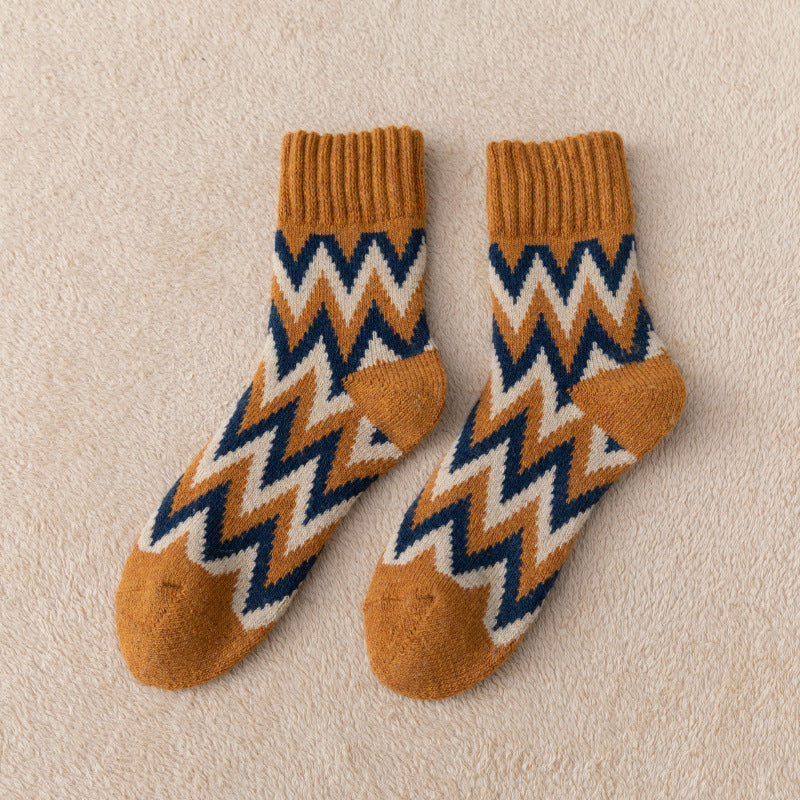 Socken Extra dicke Herrensocken in halber Wadenlänge Herbst und Winter verdickte warme Retro-Socken