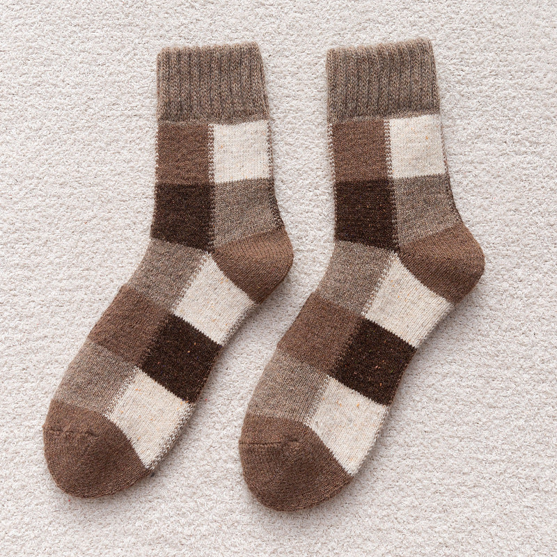 Thickened Fleece-Lined Warm Retro Extra Thick Plaid Tube Socks