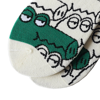 Chaussettes Mi-mollet Crocodile Vert Dessin Animé