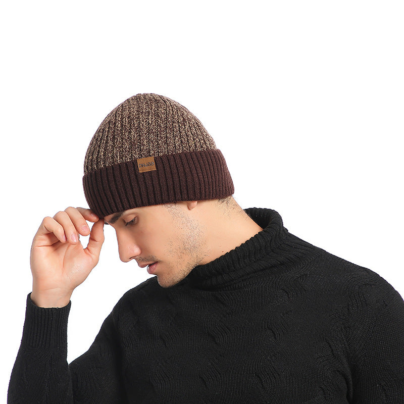 Ανδρικό μάλλινο καπέλο διπλής στρώσης για ενήλικες Νέο plus βελούδινο ζεστό πλεκτό καπέλο