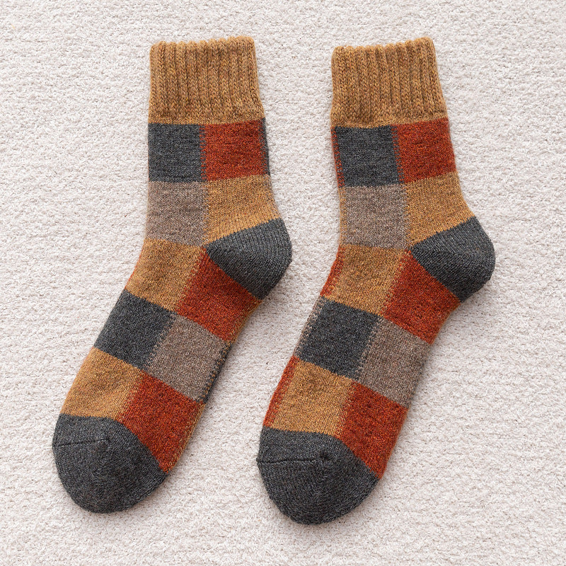 Ζεστές ρετρό έξτρα χοντρές καρό κάλτσες με φλις επένδυση