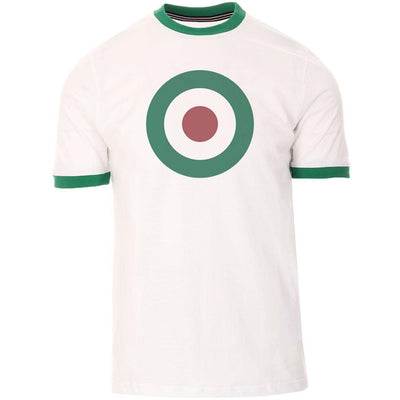OXKNIT Men Vintage Clothing 1970s Mod Style Casual Mod Printed Bullseye Green Short Sleeve Retro T-Shirt