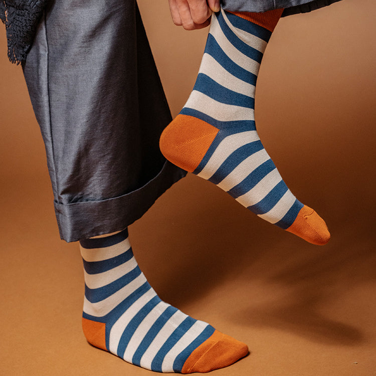 Κάλτσες ριγέ μήκους στη μέση της γάμπας Ανδρικές βαμβακερές κάλτσες
