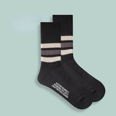 Gekämmte Baumwolle, verdickte, einfarbige, gestreifte, lange Retro-Socken