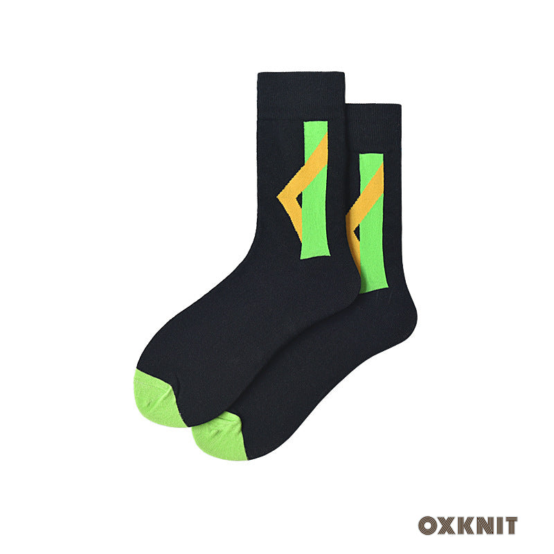 Chaussettes à tube moyen toutes correspondances à rayures verticales simples