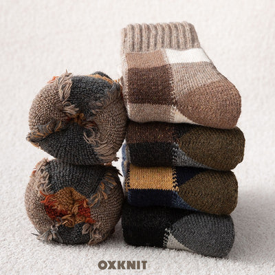 Thickened Fleece-Lined Warm Retro Extra Thick Plaid Tube Socks