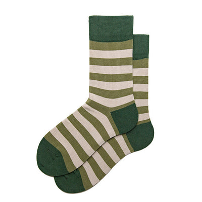 Striped Mid-Calf Length Socks Men's Cotton Socks