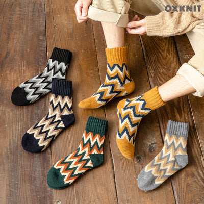 Socken Extra dicke Herrensocken in halber Wadenlänge Herbst und Winter verdickte warme Retro-Socken