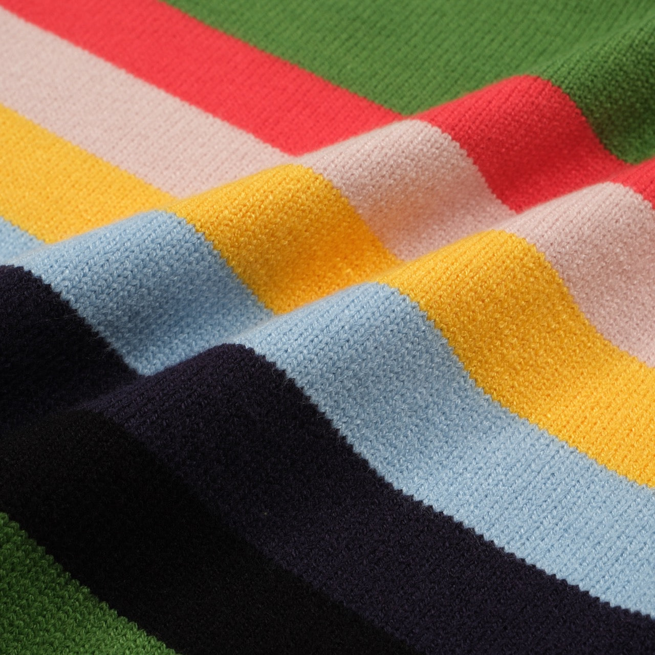 Men's Rainbow Striped Chest Print Green Sweater