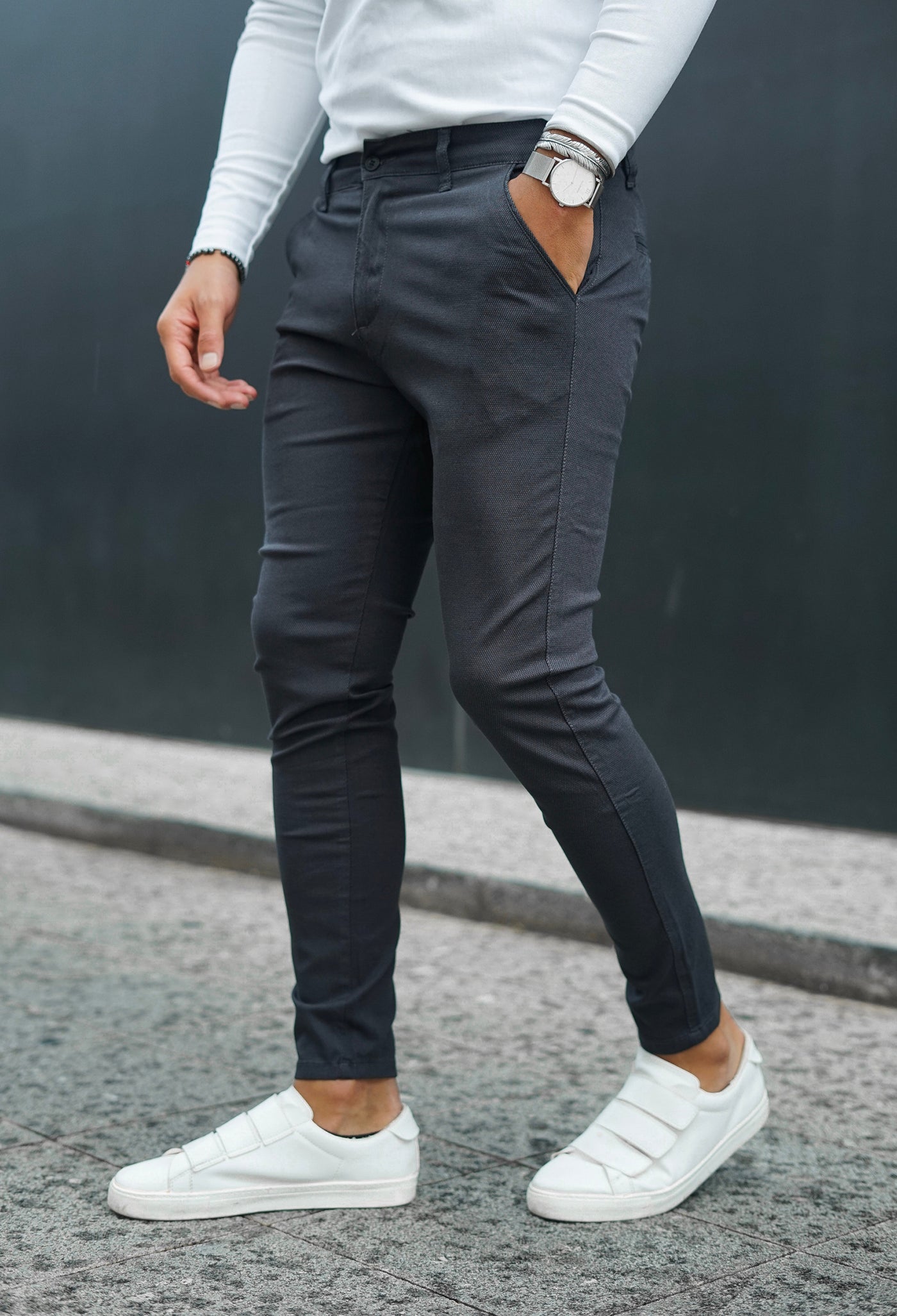 Chino noir décontracté pour hommes
