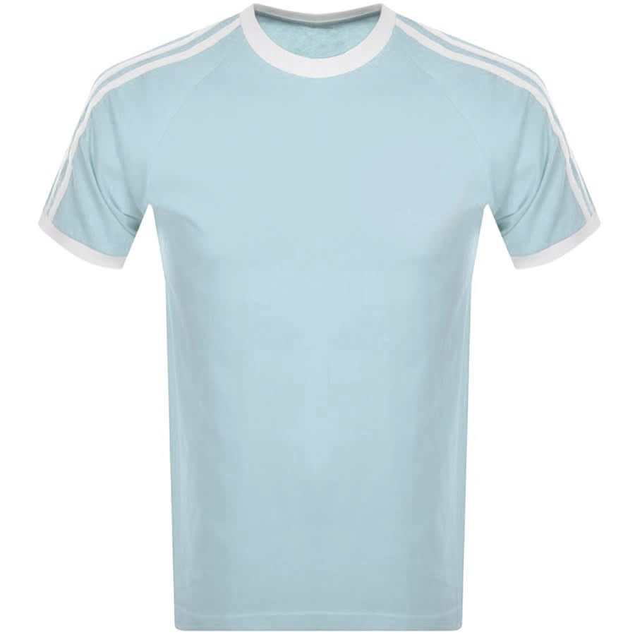 Hemelsblauw katoenen T-shirt met ronde hals